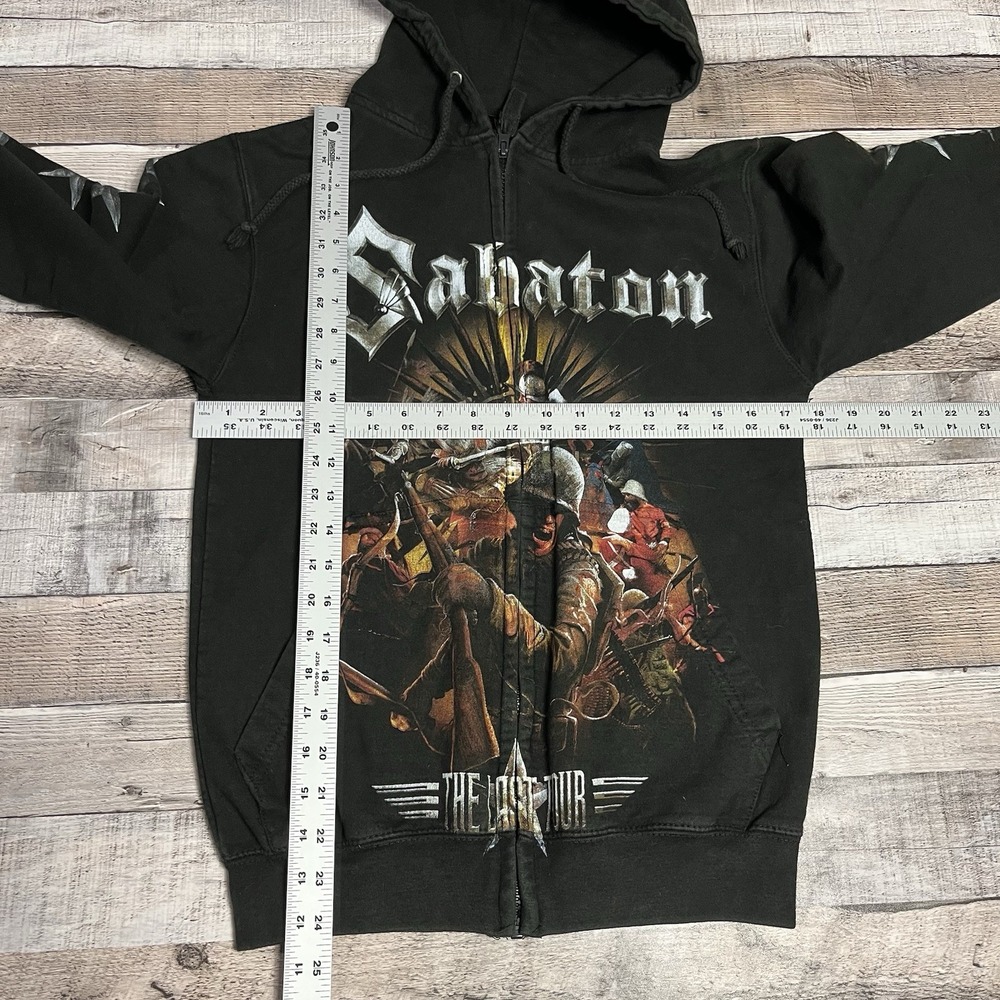 Sabaton Hoodie Size Small Black Full Zip Metal Band Merch - Picture 4 of 7